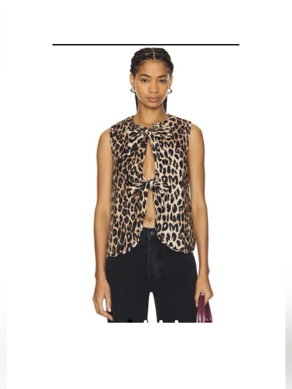 Damsen Madder Leopard Tie-Front Gillet Vest. UK 14 / US 10